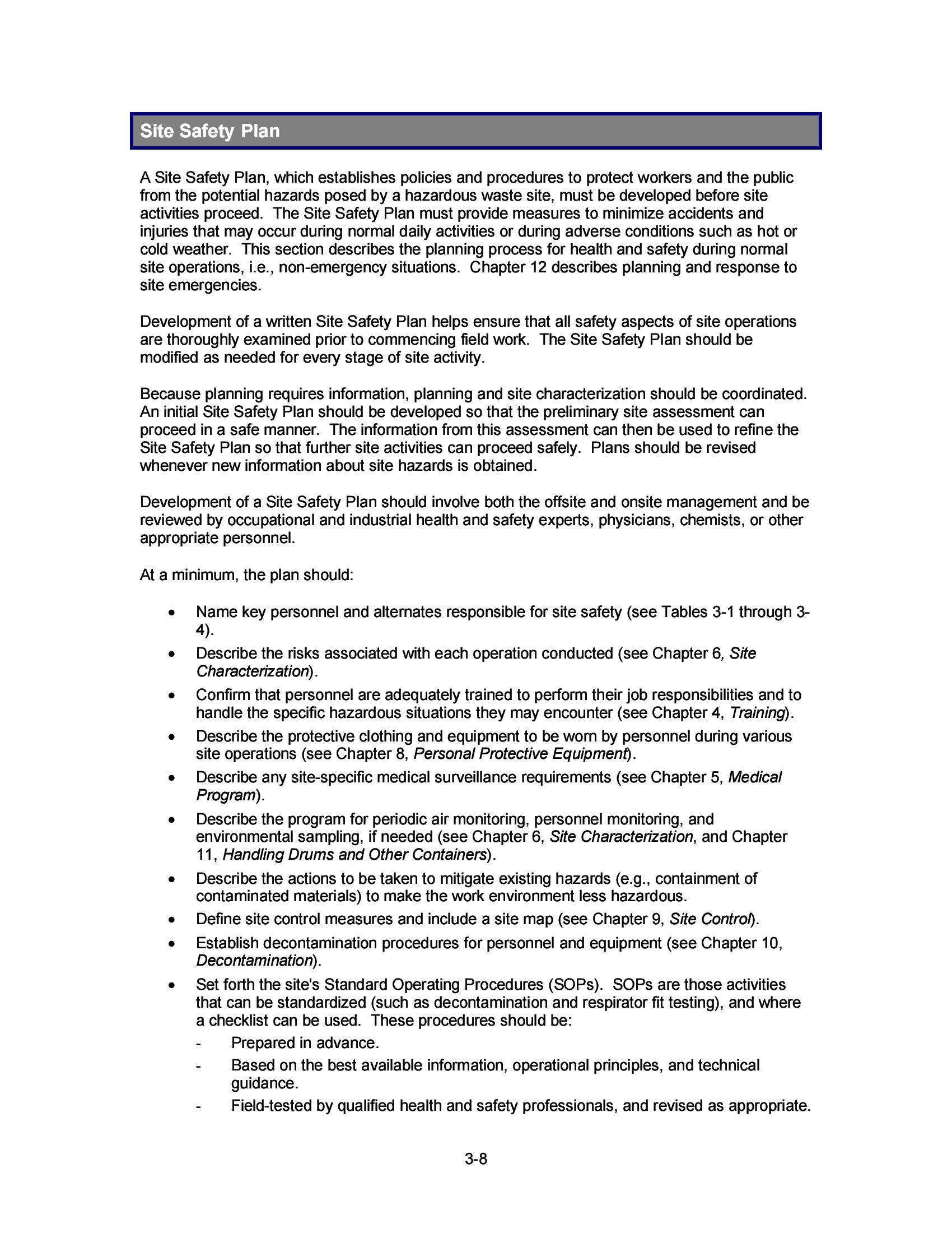 Occupational Safety and Health Guidance Manual for Hazardous Waste Site